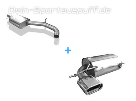 Fox Edelstahl Sportauspuff-Komplettanlage ab Kat Audi S3 8P quattro 160x80mm flachoval eingerollt abgeschrägt mit Absorber