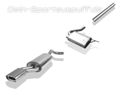 Fox Edelstahl Sportauspuff-Komplettanlage ab Kat Audi A4 B5 Limousine/Avant 1.8l 2.6l 2.8l + TDI 135x80mm flachoval eingerollt abgeschrägt mit Absorber