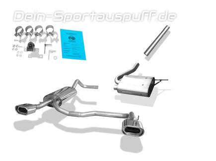 Fox Edelstahl Duplex Sportauspuff-Komplettanlage ab Kat Audi A4 B5 Limousine/Avant 1.8l 2.6l 2.8l + TDI 135x80mm flachoval eingerollt abgeschrägt mit Absorber