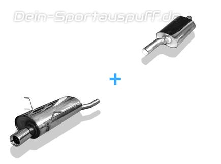 Fox Edelstahl Sportauspuff-Komplettanlage ab Kat BMW 3er E46 316i u. 318i Limousine/ Touring/ Coupe 1x76mm rund eingerollt gerade mit Absorber
