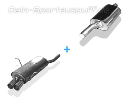 Fox Edelstahl Sportauspuff-Komplettanlage ab Kat BMW 3er E46 316i u. 318i Limousine/ Touring/ Coupe 2x76mm rund scharf gerade