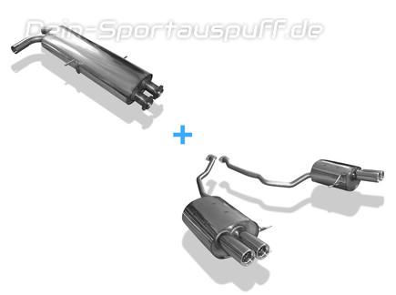 Fox Edelstahl Duplex Sportauspuff-Komplettanlage ab Kat BMW X5 E53 4.4i 286PS 2x76mm rund eingerollt gerade mit Absorber