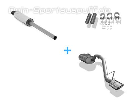Fox Edelstahl Sportauspuff-Komplettanlage ab Kat Ford Focus 2 Fließheck Bj.04-08 106x71mm oval eingerollt abgeschrägt mit Absorber