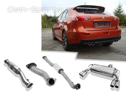 Fox Duplex Edelstahl Komplettanlage inkl. Kat ab Krümmer Mitsubishi Lancer 8 CYO Ralliart 2x76mm rund eingerollt gerade