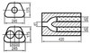Fox Edelstahl Universal Schalldämpfer trapezförmig 245x175mm zweiflutig mit Y-Aufbau Länge 420mm Eingang/Ausgang 1x88,9mm/2x2x76mm - Abb. 2