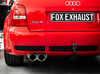 Fox Edelstahl Sportauspuff Ø90mm-System Audi RS4 B5 2x90mm rund doppelwandig abgeschrägt