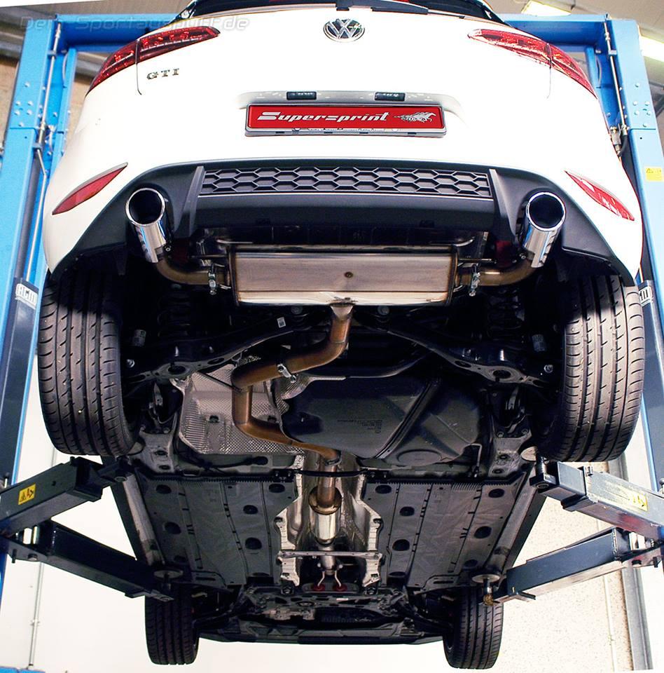 Supersprint Edelstahl Duplex SportauspuffKomplettanlage ab Kat VW Golf 7 GTI je 100mm rund