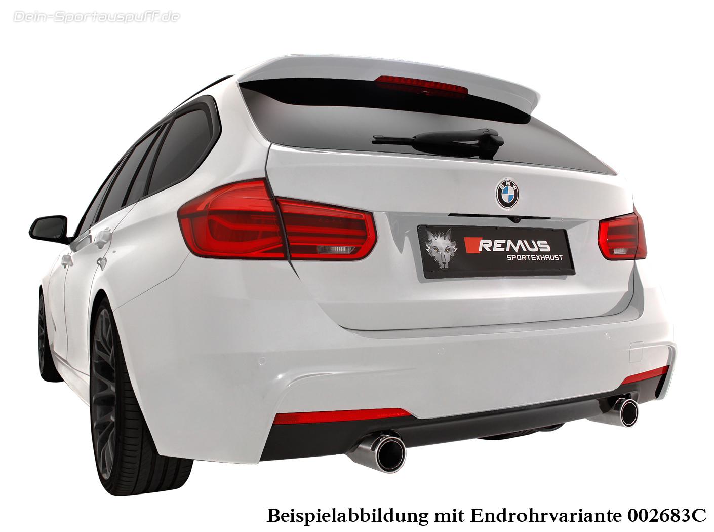 Remus Edelstahl Sportauspuff BMW 3er F30 328i Limo 2x76mm rund eingerollt